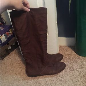 Brown suede boots